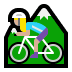 🚵🏼‍♀️ woman mountain biking: medium-light skin tone display on Windows